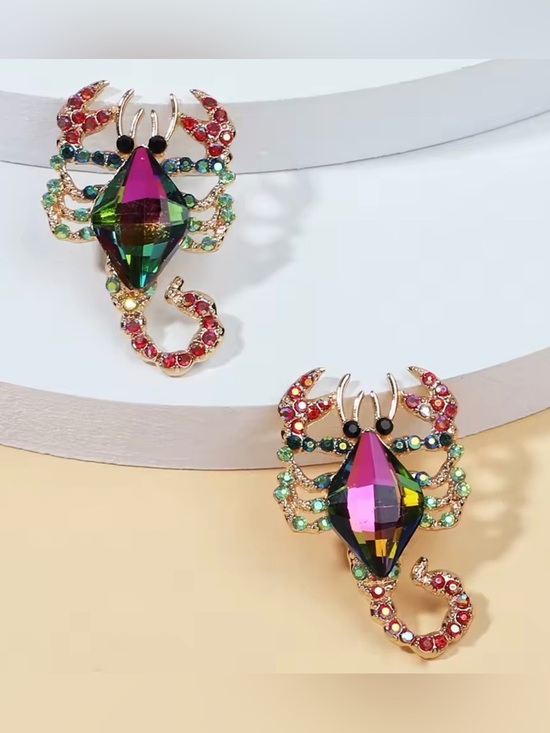 Anthropologie Jewelry - Sparkling Crystal Scorpion Stud Earrings | Colorful Rhinestone Statement Jewelry